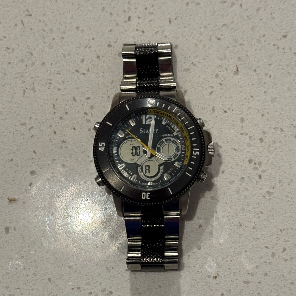 Stauer 20410 Mens Watch Hybrid Analog Digital Colossus 43mm sport watch